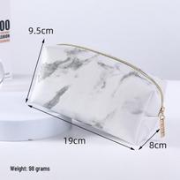 Europos ir Amerikos PU Odos Marmuro Kosmetikos Rankinė - Nešiojama Madinga Laikymo Priemonė Smulkiems Daiktams pillow shape 19*8*9.5cm balta/pilka spalva