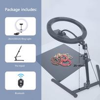 26CM Photography Ring Light with Tripod Stand, LED Selfie Fill Light with Remote Control, Adjustable Brightness