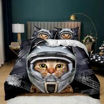 Cartoon Cat Duvet Cover Set Cute Cat Head Room Decor Bedding Set Colorful Pet Twin Double Queen King Size Polyester Qulit Cover 135x200cm 2pcs gray