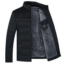 Žieminis vyriškas pliušinis pastorintas Parkas Stand apykakle Striukė Madinga Vyriška Parker paltai Šiltas Storas Paltas su užtrauktuku paminkštintas paltas vyrams 2XL juoda