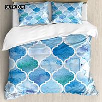 Geometric Duvet Cover Spanish Culture Inspired Ornamental Symmetric Floral Arrangement Vivid Palette Twin Polyester Qulit Cover EU single(135x200cm)