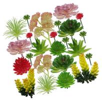 24 Pcs Simulated Succulents Imitated Plant Decor Faux Plants Outdoor Artificial Plastic 7.00X5.00X5.00CM