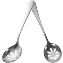 2 Pcs Wok Utensils Stainless Steel Colander Reusable Slotted Household Serving Portable Ergonomic Spoons Silver 19.80X5.00X1.00CM sidabras