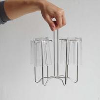 Glass Bottle Holder, Cup Drying Rack with 6 Hooks, Sturdy Coffee Mug Organizer for Tea gray