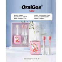 Elektrinis dantų šepetėlis vaikams su animacinių filmukų astronautu, dinozauru ir vienaragiu 1 brush head + 2 coated heads (Ages 3-14) pink