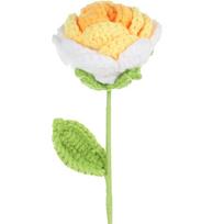 6PCS Woven Fake Flowers Crochet Roses Flowers Artificial Handmade Knitting Rose with Stems for Mom Gifts Home Wedding Party Office Tables Decoration geltona