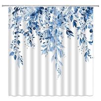 Blue Tone Shower Curtain, Mid Century Modern Lines Round Ribbed Animal Cat Tree Branch Bathroom Decorative Shower Curtains 90x180cm-35x70in