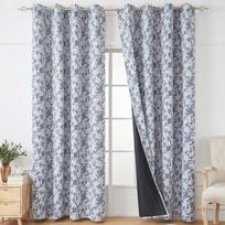 Blackout Luxury Curtains, Thermal Insulated Grommet Top Retro Pattern Design Drapery for Bedroom and Living Room 140*160cm