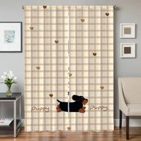 Window Kitchen Curtains for Living Room 2 Pieces Blackout Curtains Door Curtain Cartoon Sausage Dog Bedroom Decoration Partition W50xH70cmx2pcs-CL