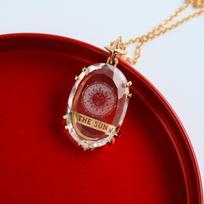 Clear Crystal Patterned Tarot Necklace Vintage Sun Moon Delicate Sweater Chain A