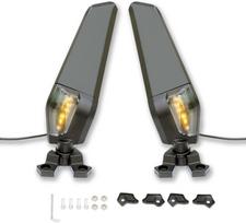 Motorcycle LED Mirrors For Kawasaki Ninja 250 300 400 650 H2 H4 Adjustable Rotating Rearview Fairing Swivel Wing Side Mirror gray
