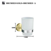 Single Double Toothbrush Holder Stainless Steel Toothbrush Tumbler&Cup Holder Wall Mount Bathroom Hardware Accessores Gold White white