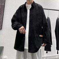 Men's Hong Kong Style Ins Letter Long-Sleeved Shirt Japanese Loose Shirt Men's Shirt Trendy Versatile Casual Coat M