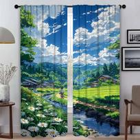 Summer Road Blackout Curtain for Room 2 Panel Partition Elegant Room Curtains Tulle for Bedroom Shades Halloween Decoration Home W50xH70cmx2pcs-CL