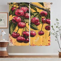Modern Home Decoration The Cherry Is Ripe Window Curtain Living Room Black Out Curtains for Rooms Tentacles Tulle in Kitchen W50xH70cmx2pcs-CL