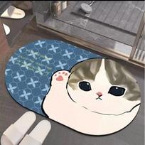 Absorbent Mat At The Door of The Bathroom Cute Cartoon Cat Bathroom Mat Creative Cartoon Dirt Resistant Non-slip Quick Drying Mat 40*60CM