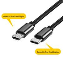 V8 Type-C OTG Adapter for Live Sound Card, Mobile Recording, and Universal Audio Connection Type-c to Micro, 0.5 meters