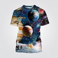 Vasaros Planetos Kosmoso 3D Spausdinimo Marškinėliai Streetwear Vyriški Mados Atsitiktiniai Per dydį O formos iškirpte trumpomis rankovėmis Marškinėliai Viršūnės Drabužiai 3XL