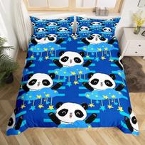 Panda Duvet Cover Set King Size Black And White Animal Comforter Cover With Pillowcases Starry Sky Blue Ultra Soft Quilt Cover 70x133cm 2pcs blue