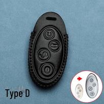 BYD Car Key Cover for Han DM-i, Yuan UP, Song Pro, Qin Plus, Dolphin, Seal, Seagull - New Energy Leather Bag. Model D, single key cover + anti-lost number plate