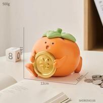 Artistic Home Decor Persimmon Piggy Bank Interior Bedside Table Ornament Nordic Simple Office Desk Resin Money Saving Box Crafts orange