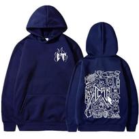 Rap singer Natanael Cano runs, lies down, hoodies S tamsiai mėlyna spalva