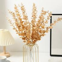 24 Pcs Fake Eucalyptus Leaves Gold Eucalyptus Stems Artificial Eucalyptus Leaves Eucalyptus Branches Faux Eucalyptus Stem for Vase Wedding Bouquet auksas