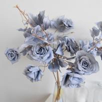 4pcs Artificial Flowers Fake Silk Roses with Stems Real Looking Bulk Floral for Wedding Bouquets Centerpieces Arrangements Reception Party Home Decor mėlyna