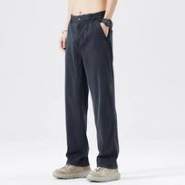 Summer Men's Ultra Thin Baggy Jeans Soft Breathable Straight Trousers Elastic Waist Casual Wide Pants XXXXXL juoda