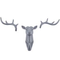 Animals Deer Head Hook Hanger Rack Holder Wall Mount for Home Room Decor(Grey)