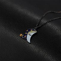 Pora Saulės ir Mėnulio Sujungtas Animacinis Karoliai Saulė ir Mėnulis Metalinis Emalis Pora Karoliai Pakabukas 1pair black