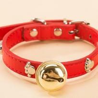 Pet Paw Print Bone Bell Collar Small Dog Cat Dog Supplies S raudona