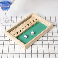 1 Set Wooden Flaps & Dices Game Single Players Pub Bar Party Supplies Shut The Box Dice Board Game For Kids And Adults beige