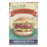 Hamburger Metal Tin Sign Plaque Vintage Burgers and Fries Metal   Kitchen Restaurant Shop Wall Decor 8x12 inch Tinplate 20x30cm