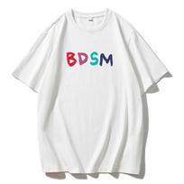 Hirsionsan Colorful Letter BDSM Graphic Printed T Shirt Women Summer 100% Cotton Short Sleeve Loose Tee Female Oversized Girls Tees Tops M balta