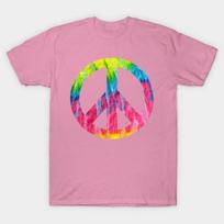 Marškinėliai Moterims Dažyti Tie-Dye Taikos Ženklu Hippiams Harajuku Spaudinys Kawaii Marškinėliai Vasaros Trumpomis Rankovėmis Moteriški Marškinėliai Viršus S rožinė