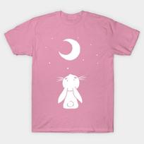 T Shirt Women Moon Bunny Adorable Bunny Gift Harajuku Print Kawaii Tshirt Summer Short Sleeve Female T-Shirt Top Tee S rožinė