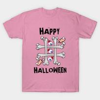 T Shirt Women Happy Halloween Tic Tac Toe Harajuku Print Kawaii Tshirt Summer Short Sleeve Female T-Shirt Top Tee S white