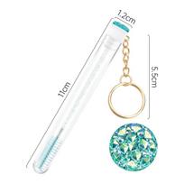 Eyelash Brush With Tube Keychain Resin Drill Eyebrow Mascara Wand Applicator žalia