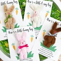 Cuddly Bunny Pocket Hug, 4PCS Handmade Emotional Support Plush Positive Gifts, Easter Positive Pocket Hug Rabbit with Cards, Easter Basket Stuffers 4PCS