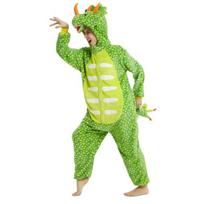 Vienos dalies animacinių filmukų dinozaurų pižama Cosplay kostiumas Helovino vakarėliams Vaidmenų žaidimo apranga Storas flanelinis naktinis drabužis XL tamsiai žalia spalva