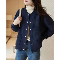 Waffle Baseball Uniforms for Women In Spring and Autumn Design Niche Age-reducing Casual Jacket Cardigan 2XL brown