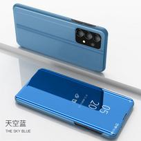 „Samsung Galaxy A14 A34 A54 5G Case“ prabangus „Smart Mirror“ magnetinis atverčiamas odinis telefono dėklas, skirtas Samsung A54 A 14 34 54 dangtelis For Galaxy A14 5G mėlyna