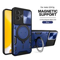 Dėklas Motorola Moto G54 5G 2023 Automobilinis žiedo stovas Slankiojantis kameros apsaugos telefono dėklas Moto G54 G 54 XT-2343-1 Šarvuotas galinis dangtelis For Moto G54 5G mėlyna