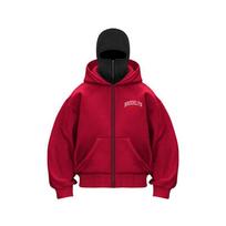 Brooklyn 1898 Men Zip Hoodie Sweatshirt Y2K with Hooded Face Mask Zipper Design Sports Jacket Outdoor Activities S