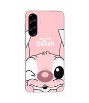Case - Maniacase - Samsung Galaxy A26 - Silicone - Soft - Cute Stitch Angel Pattern Pink Hinge juoda