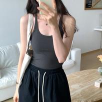 Summer New Sexy U-neck Sling Vest Women's I-shaped Inner and Outer Top S gray