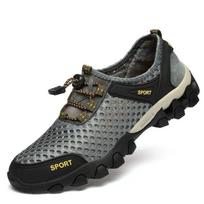 Summer Upstream Shoes Men's Breathable Casual Mesh Sports Shoes Hollow Mesh Outdoor Hiking Shoes Sports Shoes 43EU/CN44 pilka