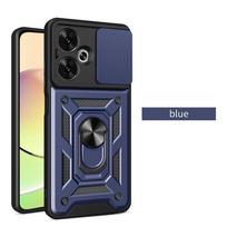 For Xiaomi Poco C65 5G Case Slide Camera Armor Phone Case For Poko Little Poco C65 C 65 POCOC65 5G Magnet Ring Holder Back Cover For Poco C65 black