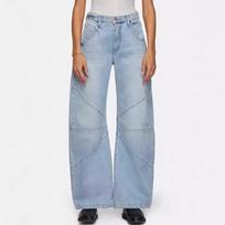 TUME Women's Retro Stitch Washed Casual Denim Pants M šviesiai mėlyna spalva